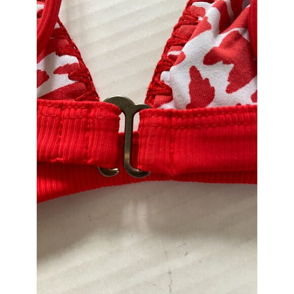 Women's Red Crochet Lace Bikini Top With Adjustable Straps Beach Hippie Boho Y2K - Picture 6 of 7